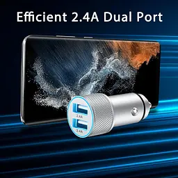 Автомобільний USB зарядний пристрій 5V/2.4A з двома портами та кабелем USB-C 1 м - мініатюра 5