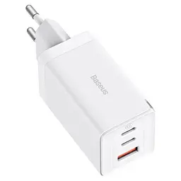 Зарядний пристрій 65 W 3 порти Baseus Gan 5 Pro CCGP120202 блок живлення білий