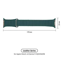 Ремінець ArmorStandart Leather Loop для Apple Watch 42 (Series 11-10)/41/40/38 Forest Green (ARM53317) - мініатюра 2