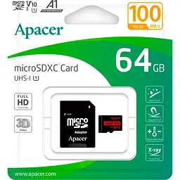 Карта пам'яті Apacer MicroSDXC R100 64GB Class 10 UHS-I/U1 + SD adapter (AP64GMCSX10UB-R) [139259] - мініатюра 4