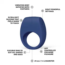 Ерекційне кільце з вібрацією LELO Tor 3, Blue - мініатюра 2