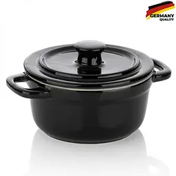 Форма для запікання KELA Malin керамічна з кришкою d14х9,5 см чорна (11928)