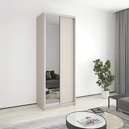 Шафа-купе дводверна MebelStar Стандарт AL ДСП/Дзеркало 90x45x240 см Кашемір (MBS-3689)