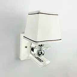 Бра з класичним тканинним абажуром та екошкірою Line F S 1449/1 WH - мініатюра 1