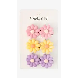 Заколки для дівчинки Polin 3 шт 4048A-13 Бузково-жовто-рожевий