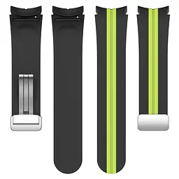 Ремінець для Samsung Galaxy Watch 6 40mm 6 44mm - чорно-зелений ширина кріплення 20мм силікон Watchbands Cls-line (W15-8WB88012224) - мініатюра 5