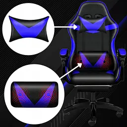 Крісло геймерське Yato Player з підставкою для ніг та масажем Blue/Black (100002) - мініатюра 6