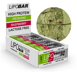 Протеїнові Батончики без Цукру Lipobar - 20x50г Фісташка-Малина
