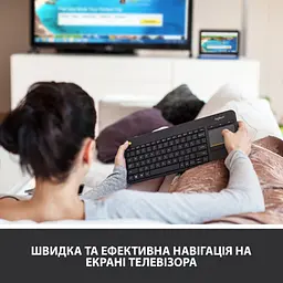 Клавіатура Logitech K400 Plus Touch Wireless UA Black (920-007145) - мініатюра 2