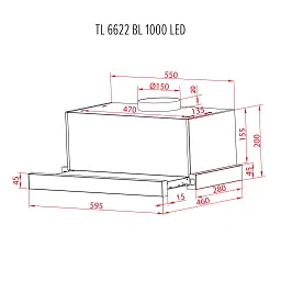 Витяжка телескопічна Perfelli TL 6622 BL 1000 LED - мініатюра 12