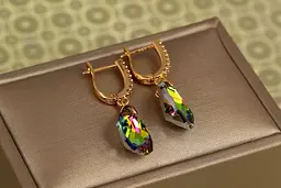 Сережки підвіски Xuping Jewelry Велика крапля із зеленим каменем Сваровські 3,4 см золотисті - мініатюра 2