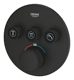Душова система прихованого монтажу з термостатом Grohe Grohtherm Smartcontrol New Tempesta 250 UA26415SC10, Чорний матовий - мініатюра 4