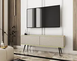 Тумба під телевізор Perfect Home Оро / Oro 2-дверна з чорними ніжками RTV135 MDF Бежевий (PFH-091335)