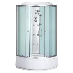 Душовий бокс з гідромасажем Mixxus Strong SBH01-90x90x215-FB Satin з високим піддоном MI6888, Хром матовый, матовий, хром матовий