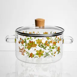 Каструля з боросилікатного скла 1.8 л Wildflowers з кришкою Yiwu HP-GP-38