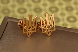 Сережки гвоздики Xuping Jewelry Герб тризуб 1,7 см золотисті - мініатюра 3