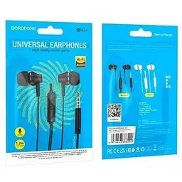 Навушники Borofone BM74 Singer універсальні earphones with microphone 1.2m Hi-Fi HD Mic чорні - мініатюра 3