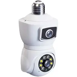 IP камера відеоспостереження в патрон RIAS V380-E27 (v380 APP) Wi-Fi 2 об'єктива 2MP+2MP White - мініатюра 2