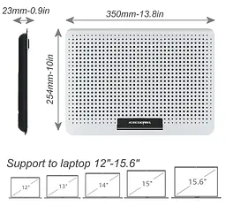 Охолоджувальна підставка для ноутбука Ice Coorel A18, 2xUSB 15.6 дюймів  - мініатюра 9