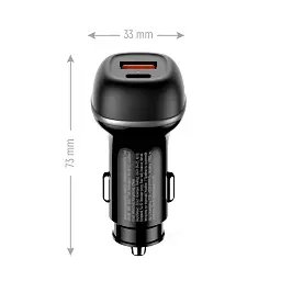 Зарядний пристрій ColorWay USB-C PD65W + USB QC3.0 car adapter (CW-CHA068PD-BK) - мініатюра 4