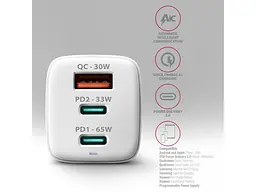 Мережевий зарядний пристрій AXAGON 65 W White (ACU-DPQ65W) - мініатюра 4