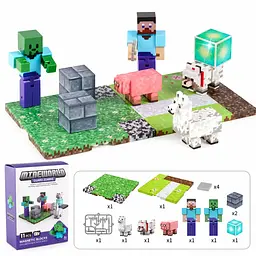 Магнітний конструктор у стилі Minecraft з фігурками та мобами Guard Zombie