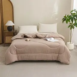 Ковдра євро стьобана зимова з еко-пуху Colorful Home 21968 200х200 см бежева