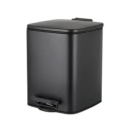 Відро для сміття Zerix Kubix-TC0106 Black з плавним закриттям, квадратне, 6 л, чорний (ZX5890) - мініатюра 1