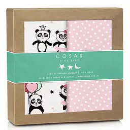 Пелюшки багаторазові Cosas дитячі Rose Panda 2 шт., 80х100 см, білі