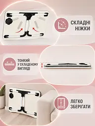 Складаний столик для ноутбука 60×40×28 см венге з підсклянником (49675980) - мініатюра 5