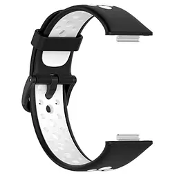 Силіконовий ремінець Primolux Perfor Classic для смарт-годинника Huawei Watch Fit 2- Black White - мініатюра 3