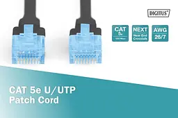 Патч-корд Assmann CAT 5е U-UTP, ПВХ AWG 26/7, довжина 0,5 м DK-1512-005/BL Black - мініатюра 4