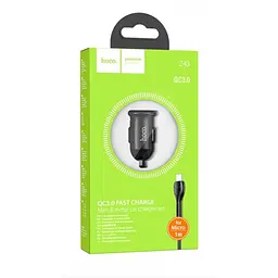 Автомобільний зарядний пристрій Hoco Z43 Mighty single port QC3.0 car charger set ( Micro ) Чорний - мініатюра 3
