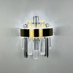 Латунне бра із прозорим та графітовим кришталем Арт. WMJ 210/2 AB+CL Line F - мініатюра 5