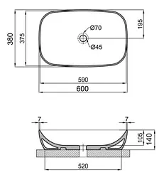 Раковина Qtap Cardinal 600х380х140 мм, White, овальна, без донного клапана QT04116257W - мініатюра 3