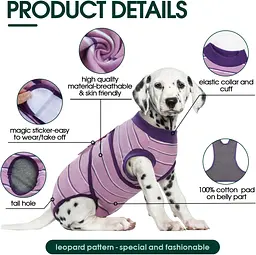 Післяопераційна попона для собак Wan Talk Recovery Suit, Violet Stripe, 6XL - мініатюра 3