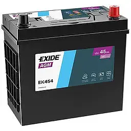 Автомобільний акумулятор EXIDE START-STOP AGM 6СТ-45Ah ASIA АзЕ 380А (EN) EK454 - мініатюра 2