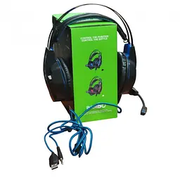 Навушники дротові ігрові IMENSO IMS-E1007, з мікрофоном, RGB підсвітка, сині