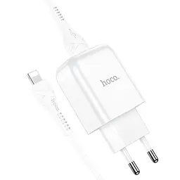 Зарядний пристрій Hoco N2 USB білий + кабель USB to Lightning - мініатюра 4