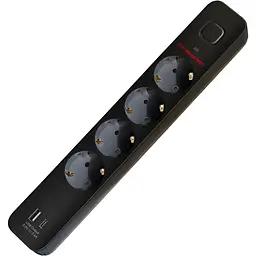 Мережевий подовжувач Euroelectric  Х4 10А 2М з USB Type C чорний (EE-104USB/C-2M(black)) - мініатюра 2