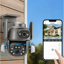 Камера відеоспостереження зовнішня камера вулична подвійна чорна WIFI DOUL CAM Q-821 FULL-HD 4Mp - мініатюра 4