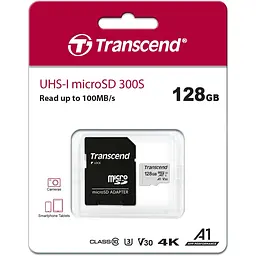 Карта пам'яті Transcend 128GB microSDXC UHS-I/U3 Class 10 300S A1 + SD-adapter (TS128GUSD300S-A) - мініатюра 3