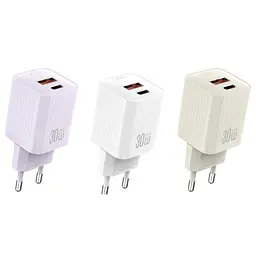 Мережевий зарядний пристрій XO L149(EU) PD30W 1USB-A+1USB-C Charger Бузковий - мініатюра 5