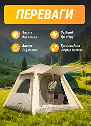 Намет надувний для кемпінгу на 2-3 особи 230*230*150 см з тентом LUGI LU-021 - мініатюра 9