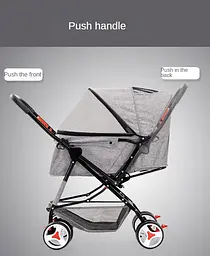 Складний візочок для домашніх тварин Pet Stroller with Storage Basket Blue - мініатюра 4