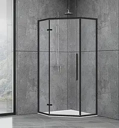 Душова кабіна Dusel DL197HB Black Matt 900x900x1900, Чорний матовий, Універсальна, прозрачний, Чорний матовий, 90x90