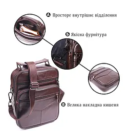 Зручна чоловіча сумка з ручкою шкіряна 21276 Vintage коричнева - мініатюра 8