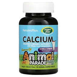 Вітаміни та мінерали Natures Plus Animal Parade Calcium Sugar Free, 90 жувальних таблеток ваніль