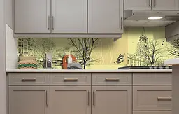 Вініловий кухонний фартух Зимові дерева наклейка для кухні ПВХ Місто олівець Жовтий Happy Pocket Z181804