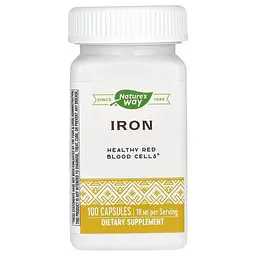 Залізо Nature's Way Iron 18 mg, 100 капсул для підтримки рівня гемоглобіну